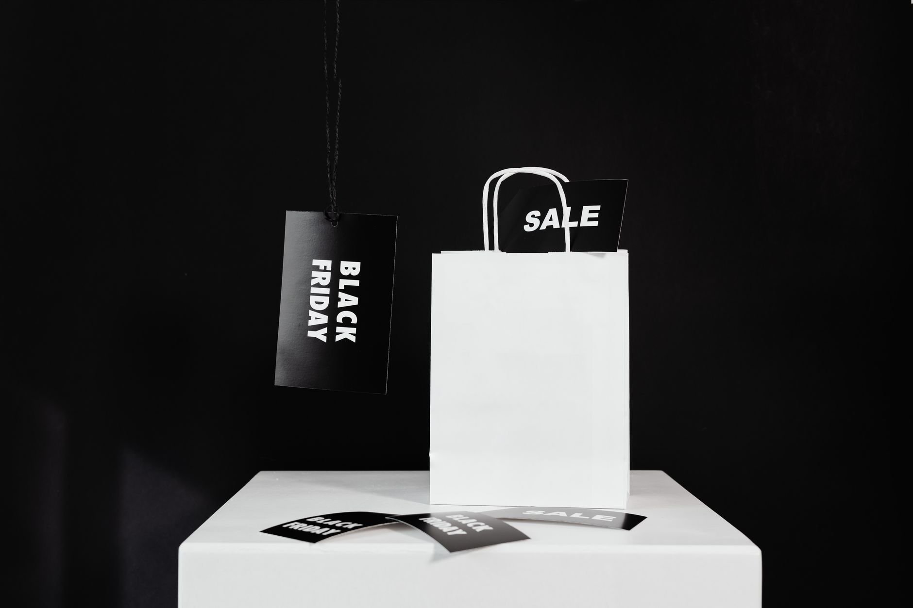 Sale tags on dark background